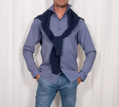 Camicia uomo fantasia blu