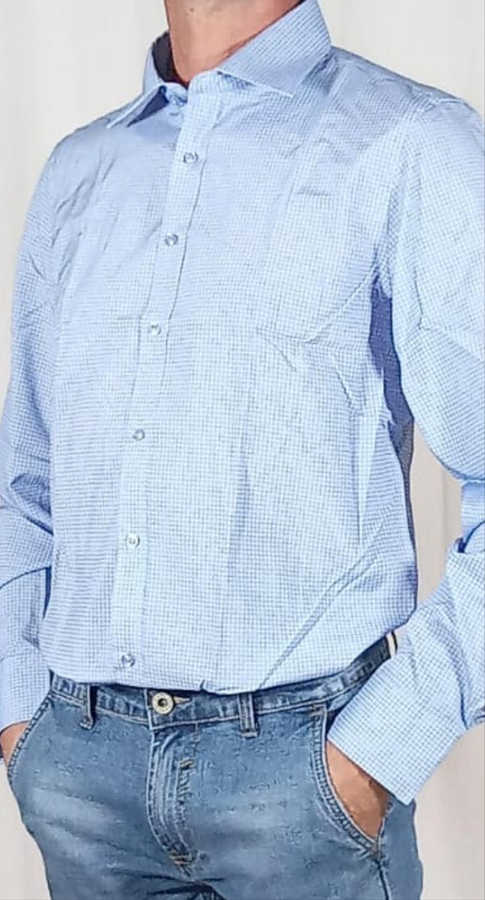 Camicia uomo fantasia azzurra