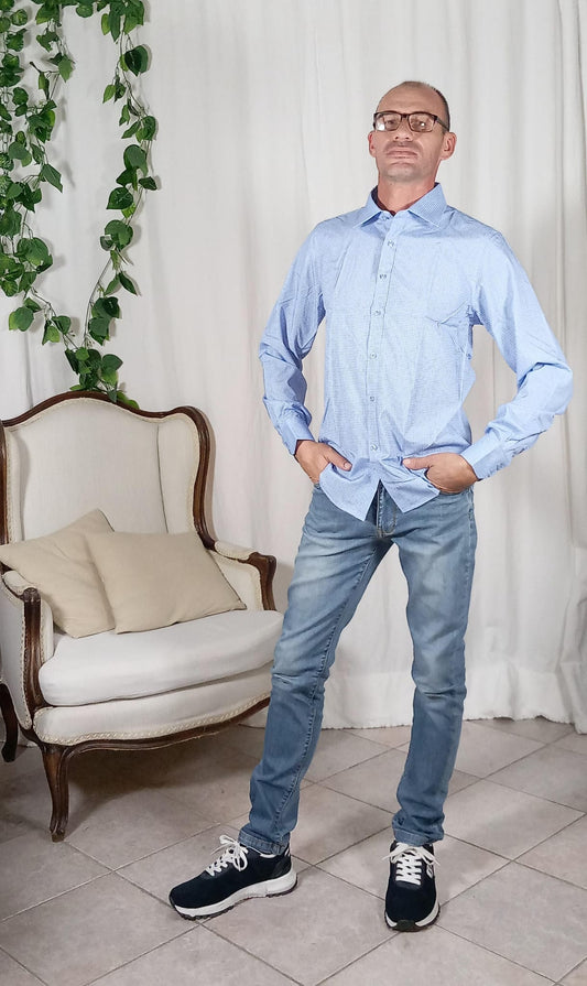 Camicia uomo fantasia azzurra